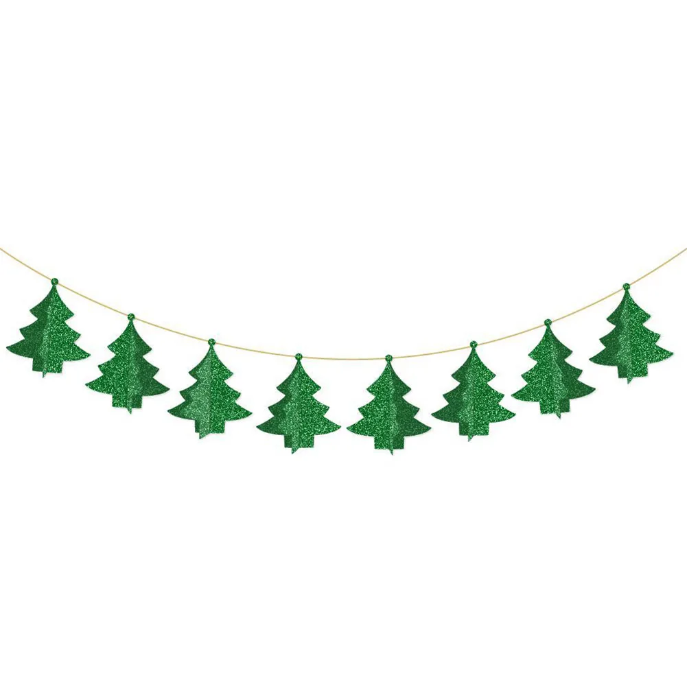 

10 Pcs Pull Flag Banner Christmas Pull Flag For Hanging Living Room Party Place Three-dimensional Christmas Tree