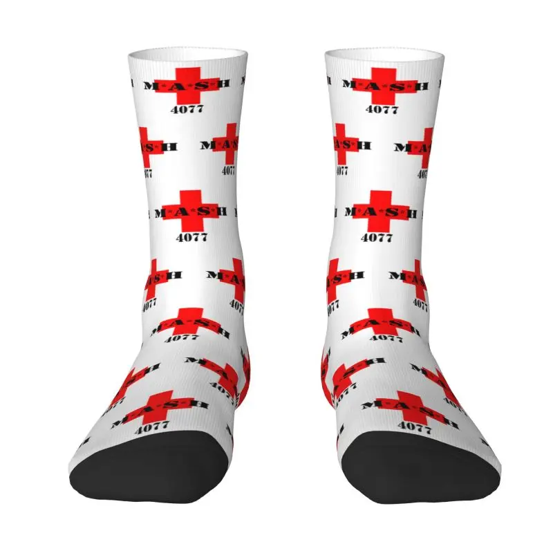 

Kawaii Printed MASH 4077 Distressed Logo Socks for Men Women Stretch Summer Autumn Winter Military Aram War Tv Show Crew Socks