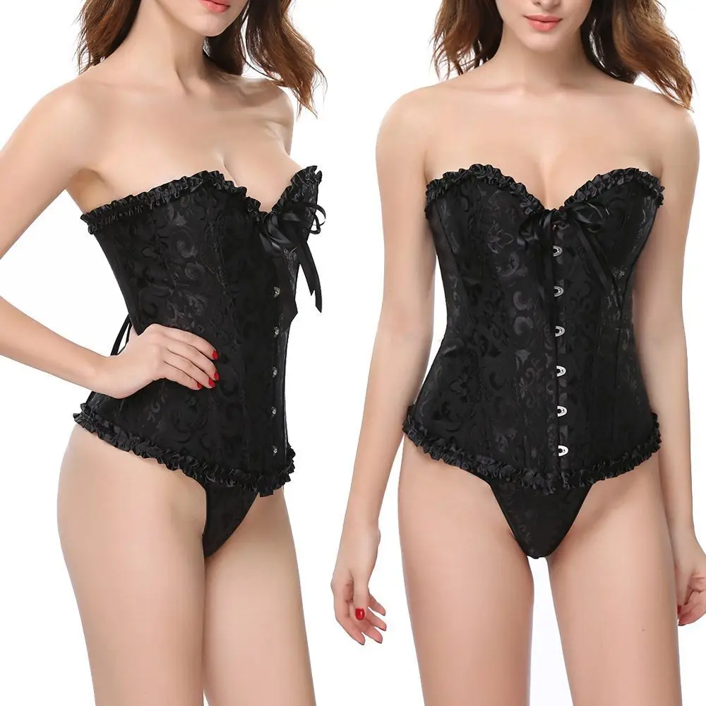

Женский пикантный Готический атласный корсет из парчовой ткани, бюстье, топ, Корректирующее белье, обхват груди