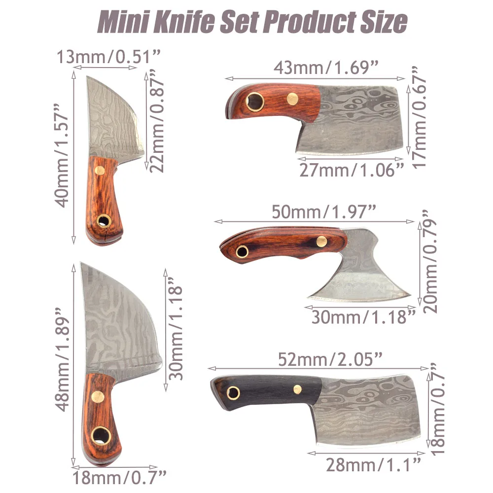 Набор мини-ножей шеф-повара-дамасский карманный нож крошечный Мясницкий для