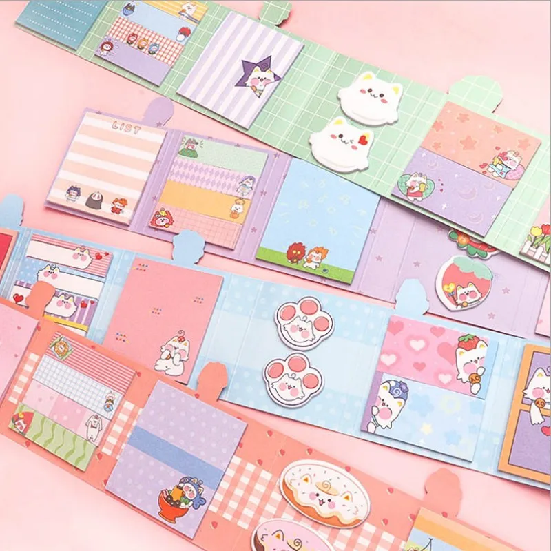 

1pack Sticky Notes Kawaii Cartoon FoldableDiary Memo Pad Word Bookmark Office Supplies Memo Student Reward Stationery