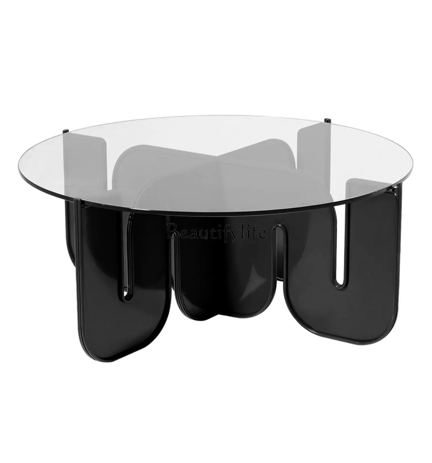 nowoczesny lekki luksusowy stolik kawowy ze szkła akrylowego okrągły przezroczysty prosty nordycki