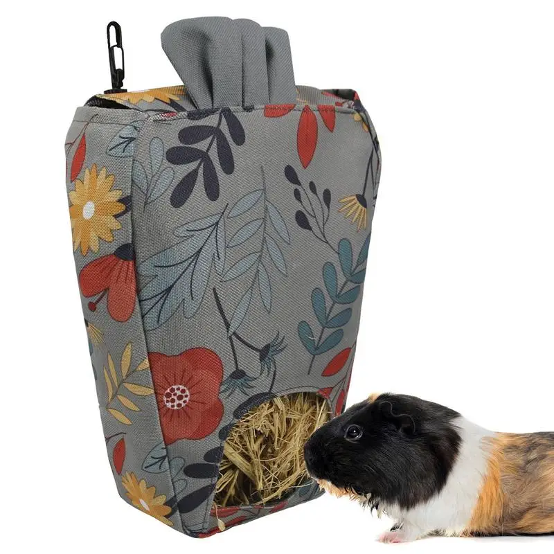 

Rabbit Feeder Hay Bag Hanging Pouch Feeder Holder Feeding Dispenser Printed Small Animal Feeder Pet Bunny Cage Accessories