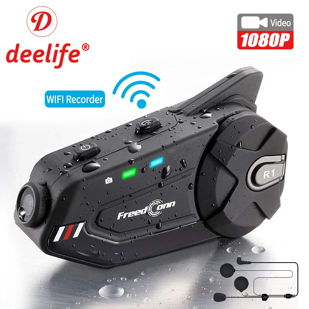 

Deelife Bluetooth Motorcycle Intercom with Camera Hands-free Helmet for Moto Headset Motorbike Headphones Motocycle Communicator
