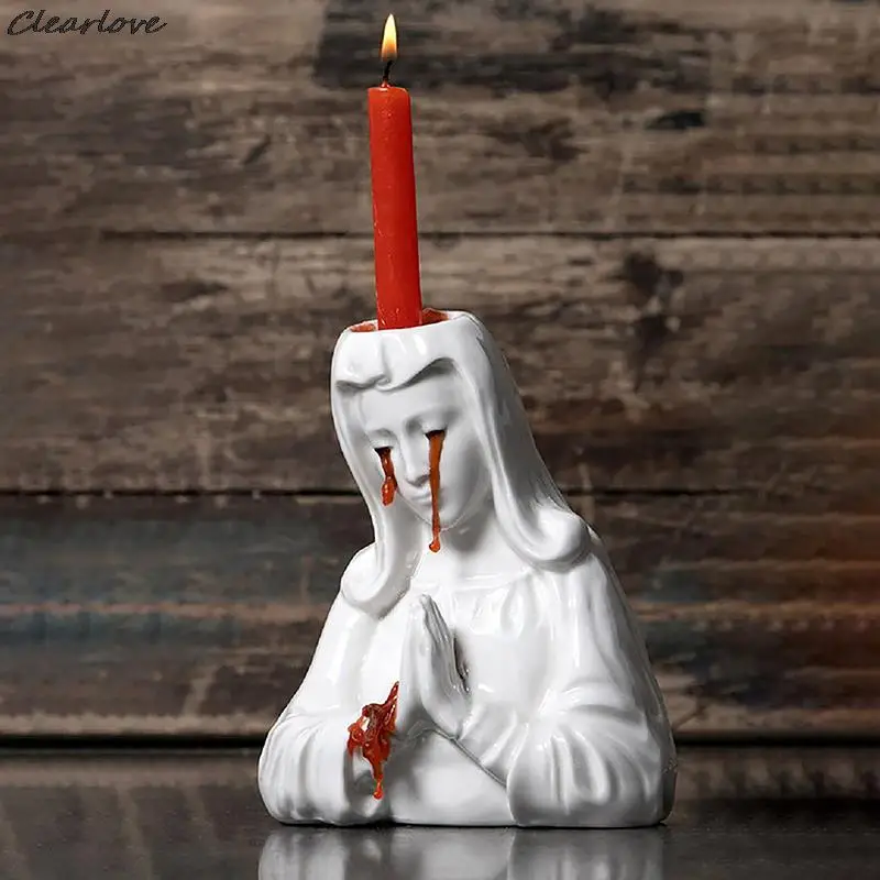 

Подсвечник для Хэллоуина, 1 шт., отличный плач, подсвечники Мэри, искусственные свечи, красные свечи, слезы, домашний декор