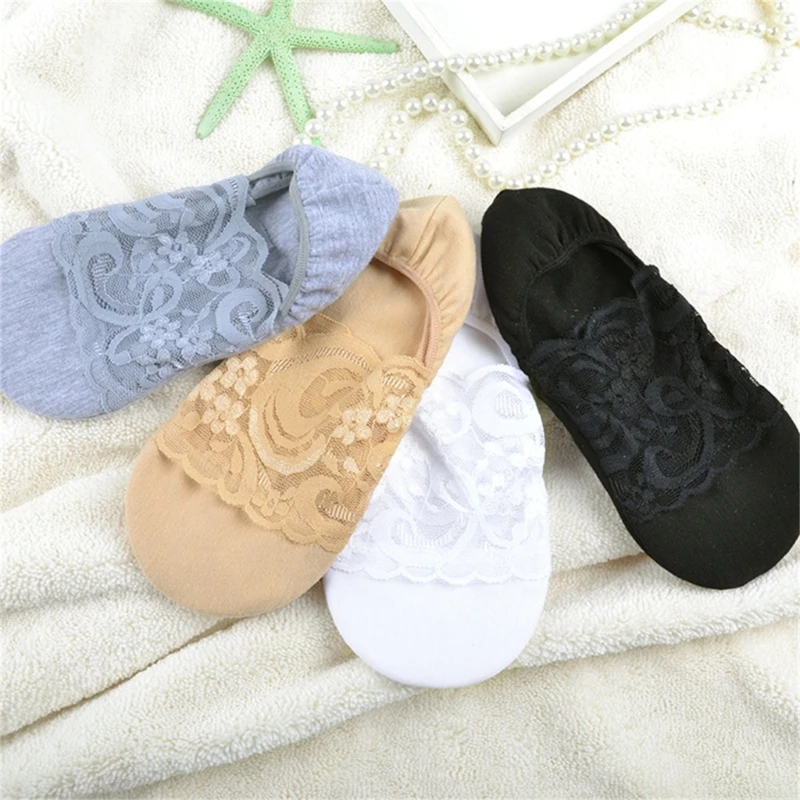 

L93F Woman Lace Short Sock Thin Socks Loafer Low Cut No Show Ankle Invisible Socks