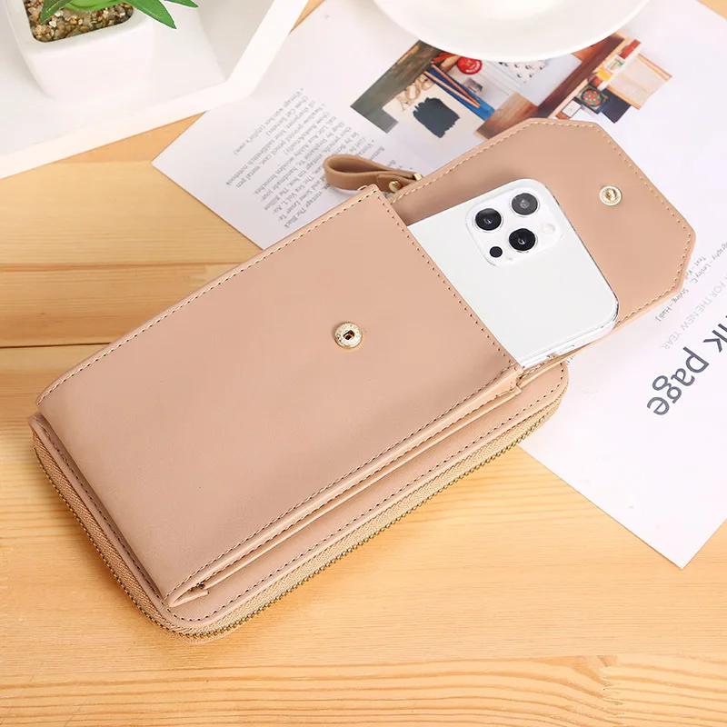 2023Ladies wallet PU leather long mobile phone bag 2020 fashion Korean multifunctional student wallet diagonal ticket folder