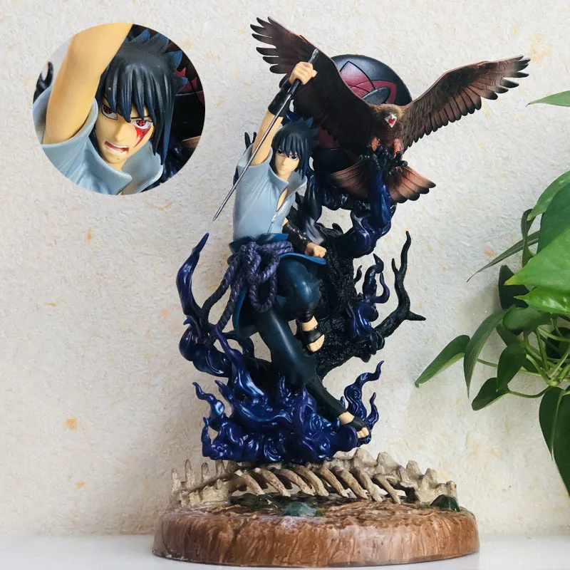 

40 см аниме фигурка Shippuuden Uchiha Sasuke экшн-фигурка ПВХ Модель декоративная статуя Figma коллекционные игрушки подарки для детей