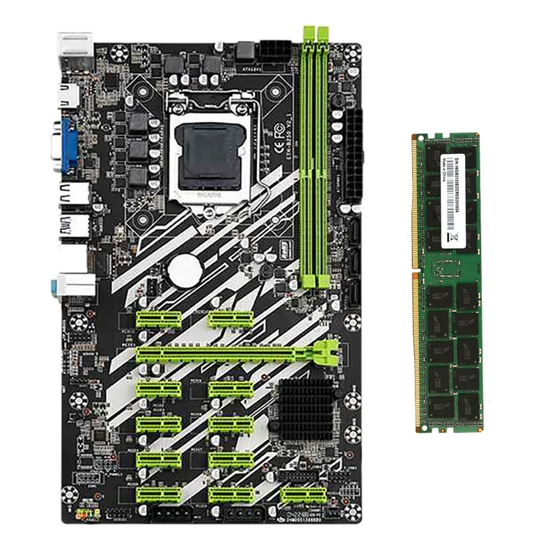 

Материнская плата B250 BTC для майнинга с 8G DDR4 RAM + SATA кабелем 12 слотов PCI-E LGA1151 DDR4 RAM SATA3.0 USB3.0 Поддержка VGA + HD