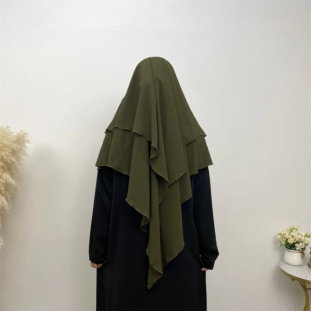 

Hijabs Two Layers Long Khimar Muslim Women Headcover Headscarf Niqab Dubai Turkish Islamic Clothing niqab hijab