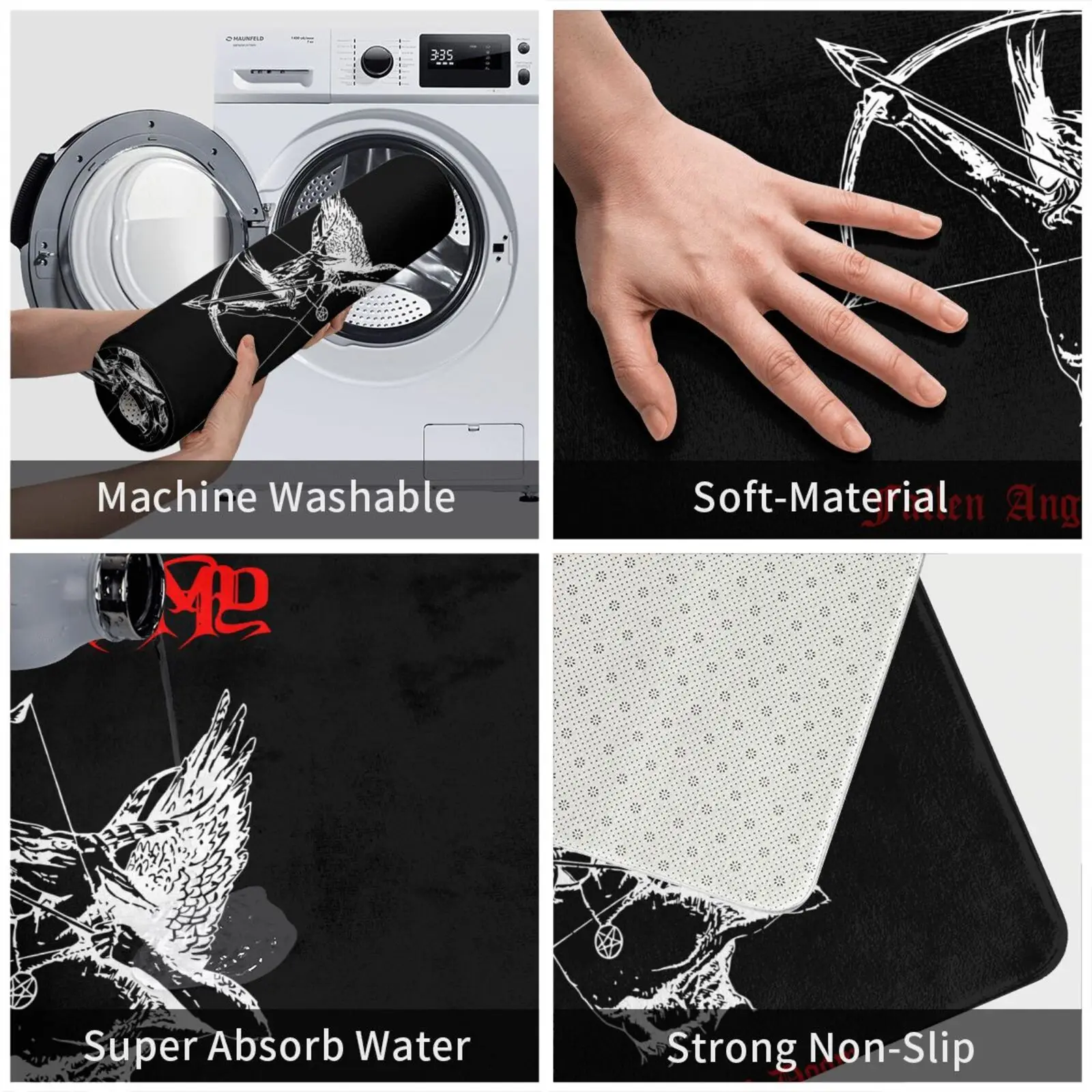 Черный металлический коврик с изображением богоматерчатого ангела Дума смерти