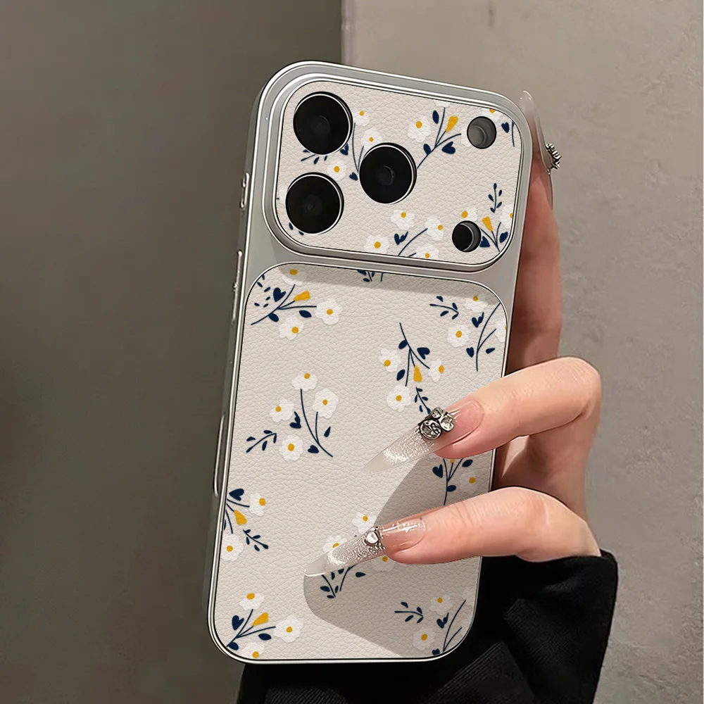Фото Чехол для телефона с маленькими цветами для iPhone 17 16 Pro Max 15 14 13 11 12 Pro 17 Pro, матовый, противоударный, из мягкого силикона с текстурой кожи №5