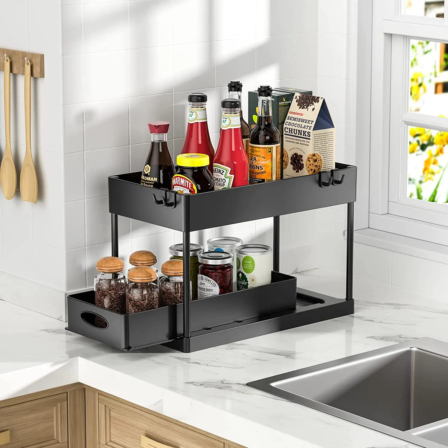 

Pcs Under Sink Storage Organizer 2 Tier Drawer Multipurpose Rack Cabinet Under Sink Storage Rack Bathroom Kitchen Organizer