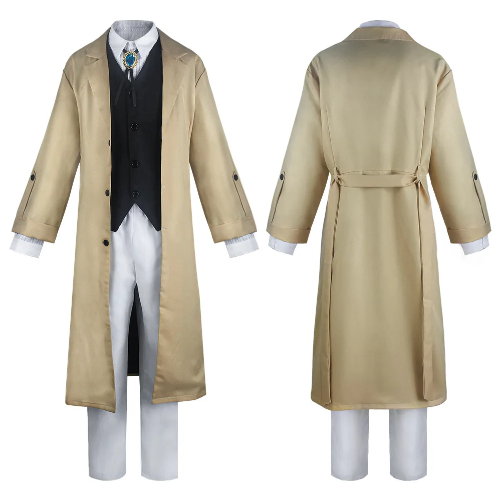 

Anime Bungo Stray Dogs Dazai Osamu Cosplay Costume Long Jacket Coat Suit Adult Men Windbreaker Halloween Christmas clothing