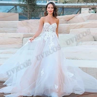 hot sales bohemian sweetheart pleat wedding dress bridal robe de mariee lace appliques dress tulle custom made vestidos de novia