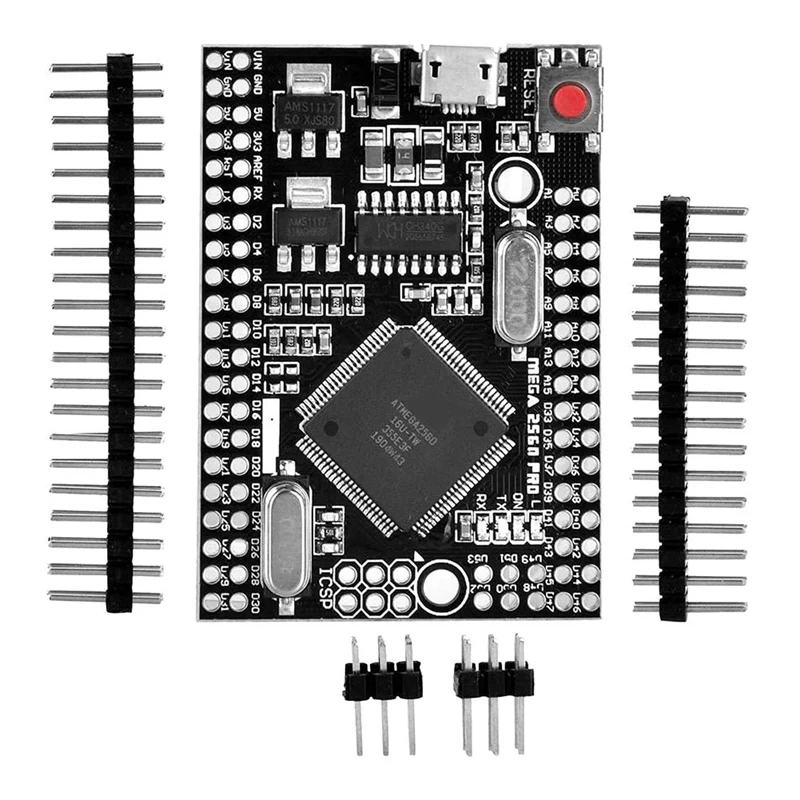 

Плата MEGA 2560 PRO с встроенной микросхемой CH340G/ATMEGA2560-16AU, со штыревыми разъемами, совместима с Arduino Mega2560, для самостоятельной сборки, 2 шт.