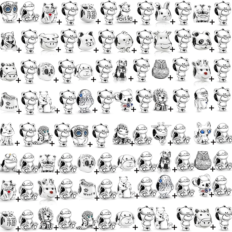 2Pcs/Lot Animal Bear Bee Charm Pendant Fit DIY Beads Bracelets Necklaces For Women Girl Boy Jewelry Offers With Free Shipping