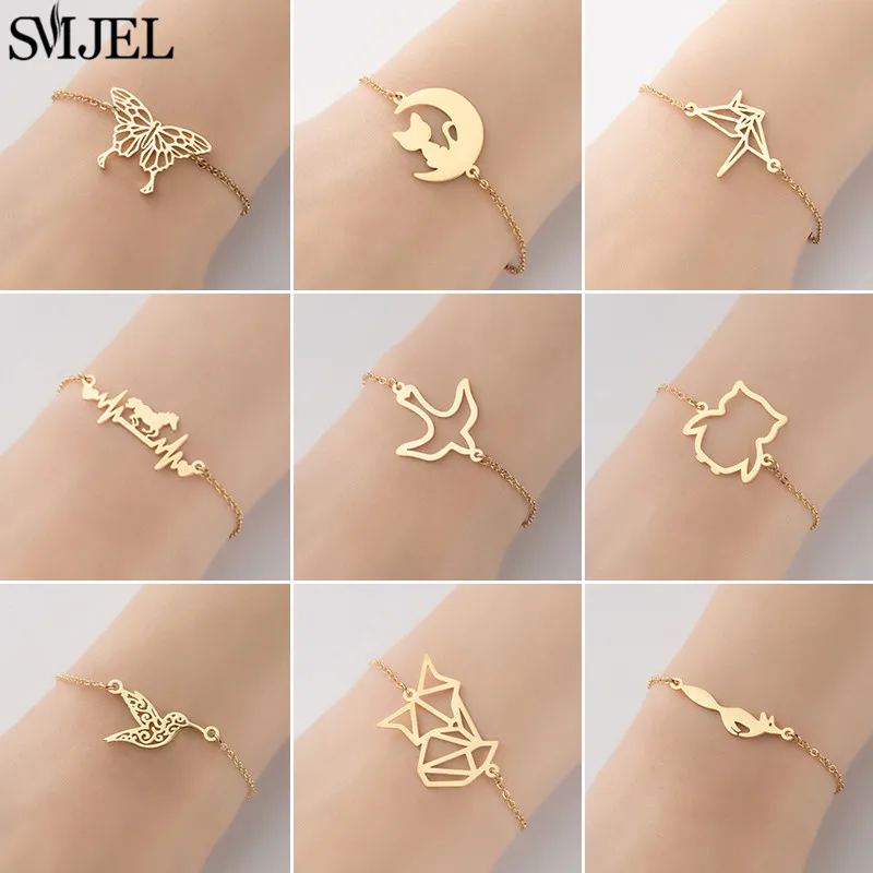 

Новый браслет из нержавеющей стали с подвесками, модный браслет с молнией, бесконечностью, Океанской волной, цветком, лицом, зубами, кокосов...