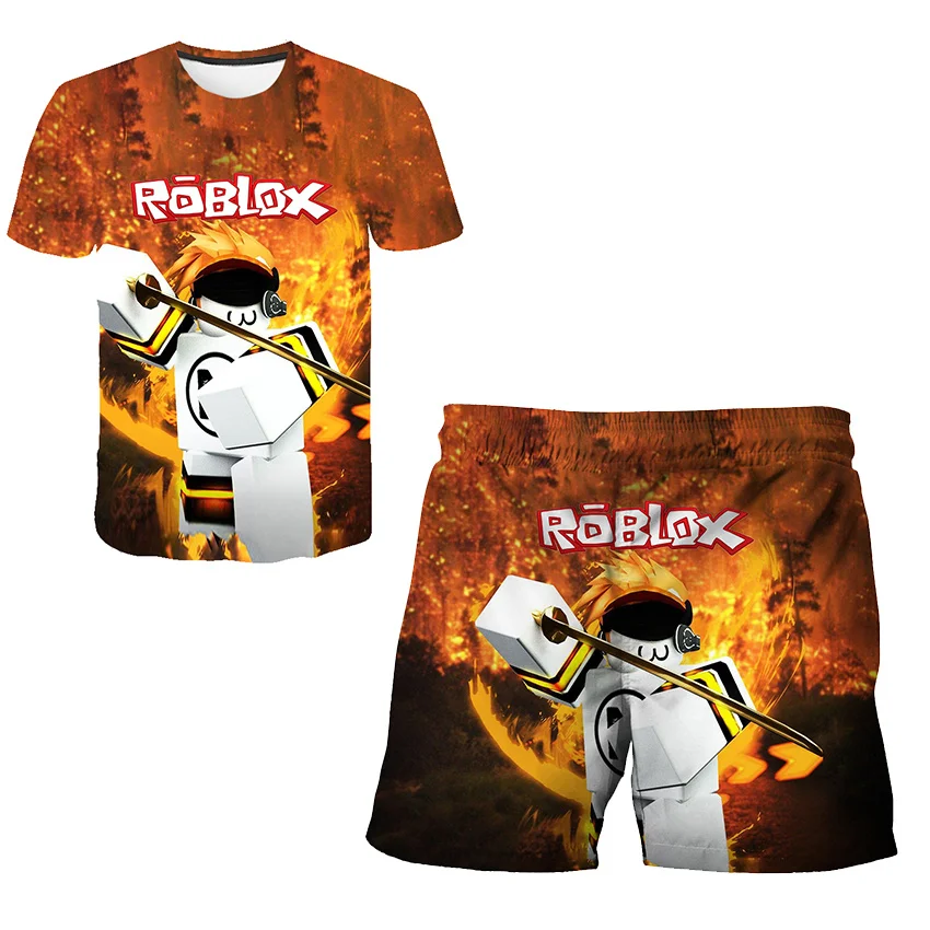

Robloxing cartoon 2022 Summer Clothing Suit Boys Girls Short Sleeve Clothes Set Kids Child's 3D Printing Fashion T-shirt 1-14 Y