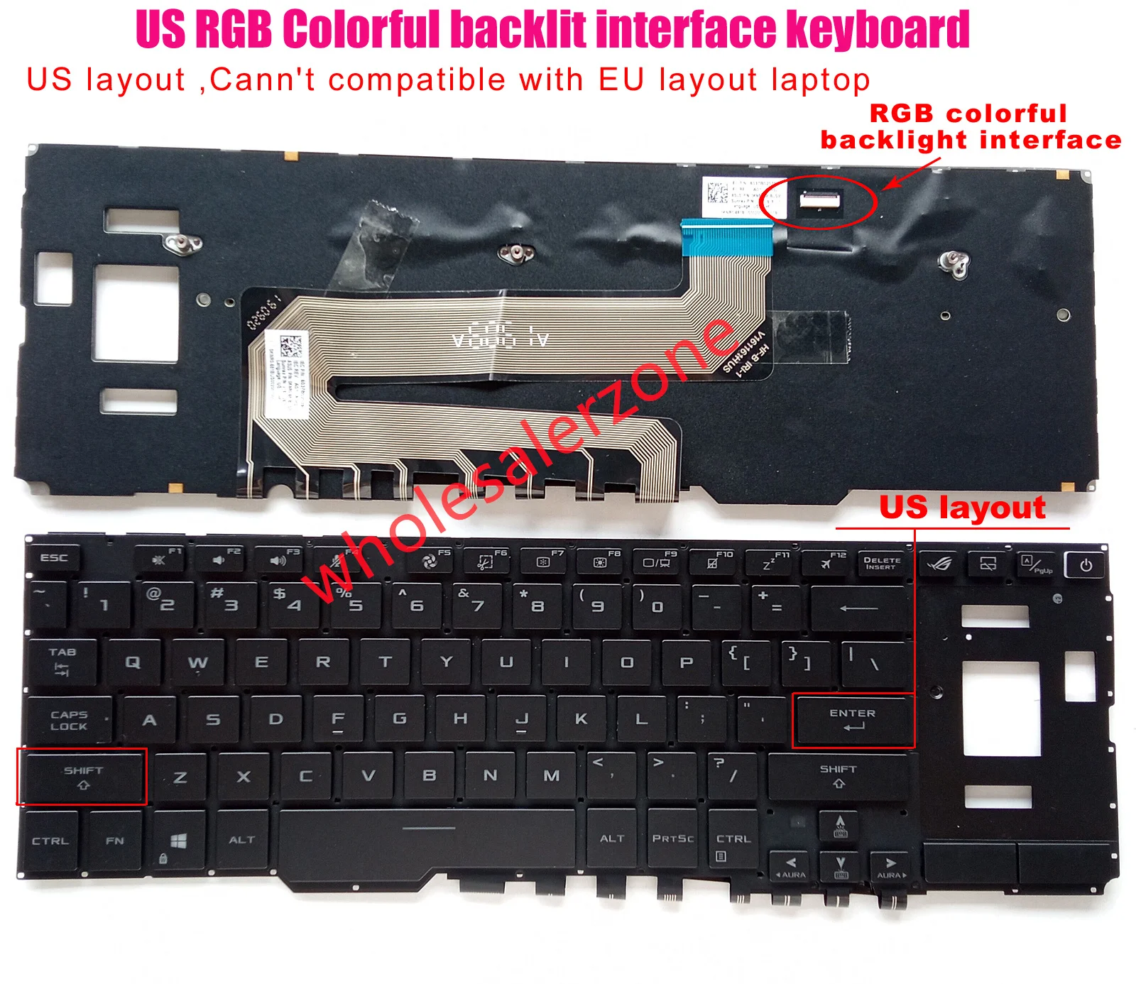 Фото Новая клавиатура с подсветкой для ноутбуков серии Asus ROG Zephyrus Duo 15 GX550L GX550LXS GX551Q GX551QM (американская раскладка) №2