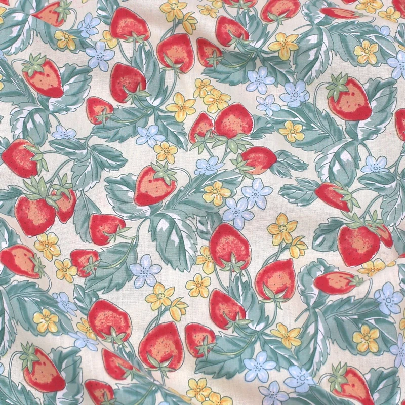 100x147 см хлопковая ткань с рисунком клубники и фруктов, детское платье, ткань для шитья своими руками