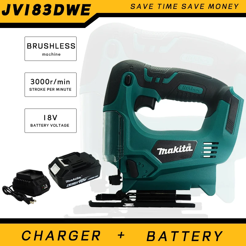 

Makita 18V Reciprocating Saw Rechargeable Brushless Saw Saws Cutting Saw Sawing Speed Wire Saw With New 18V Battery JV183DWE