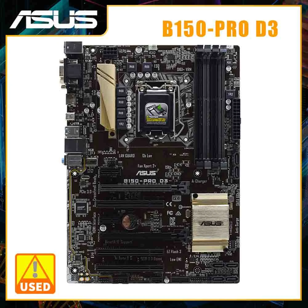 

1151 Motherboard ASUS B150-PRO D3 Motherboard 1151 DDR3 Intel B150 64GB PCI-E 3.0 SATA 3 USB3.0 ATX For Core i5 6600 6500 cpus