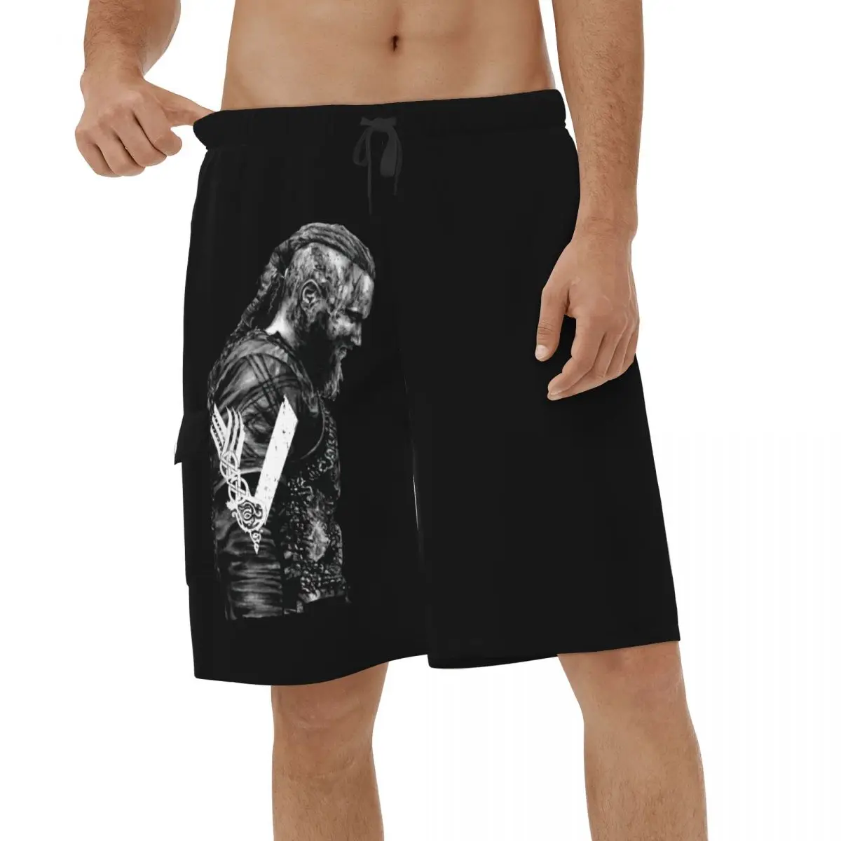 

KING RAGNAR LOTHBROK - VIKINGS 3D Printed Beach Shorts Men Fashion Swimwear Breathable Sports Surf Short Pants
