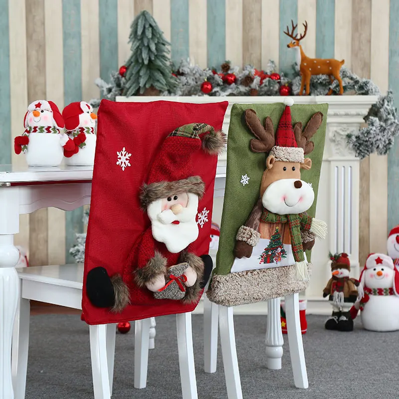 

Christmas seat stretch chair cover New thickened cartoon flannel stereo chair cover 2023 Xmas festive home decoration supplies
