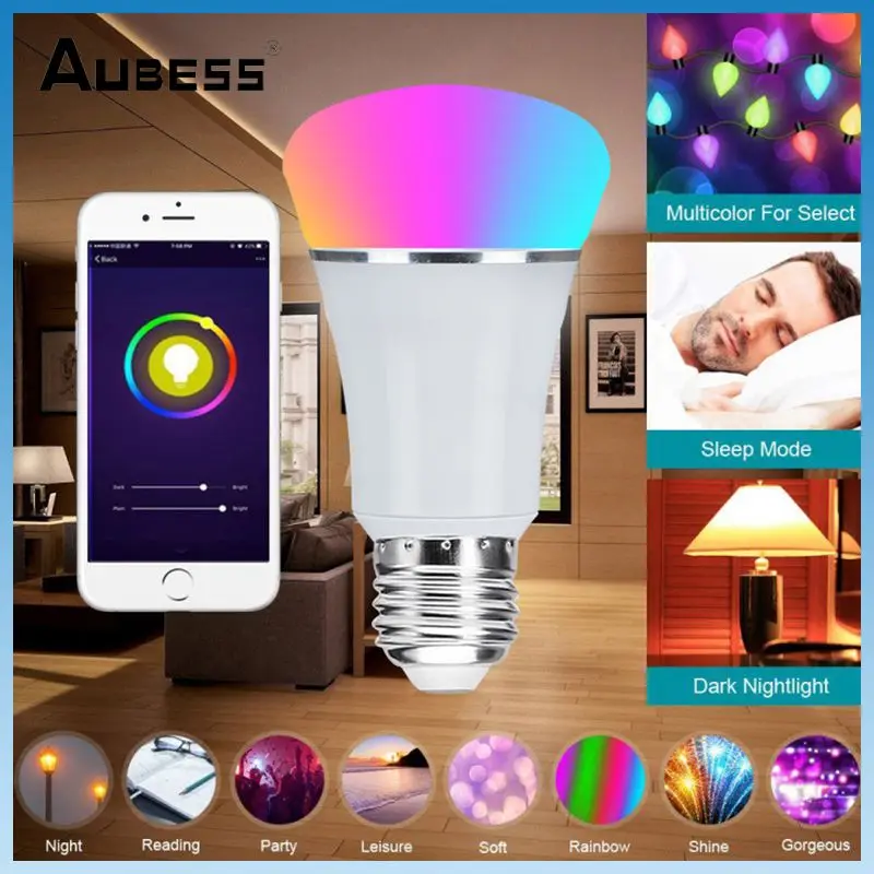 

5 Вт управление таймером, лампочка с Wi-Fi, лампочка E27 с регулируемой яркостью, умная лампочка с Wi-Fi, светодиодная лампочка, лампочка с регулируемой яркостью, украшение, изменение цвета