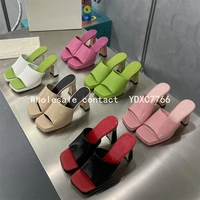 new style fashion thick heel wear high heeled slippers outside 2022 summer leather comfortable sexy sandals womens shoes
