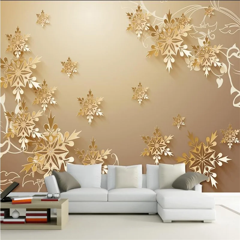 

Golden snowflakes 3D room wallpaper beautiful bedroom wallpaper custom non-woven decor wallpaper