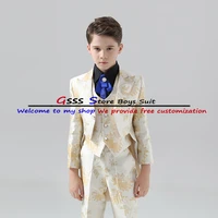 suit for boys wedding tuxedo formal 4 piece jacket pants vest bow tie stage show dress print complete outfit %d7%97%d7%9c%d7%99%d7%a4%d7%95%d7%aa %d7%9c%d7%99%d7%9c%d7%93%d7%99%d7%9d