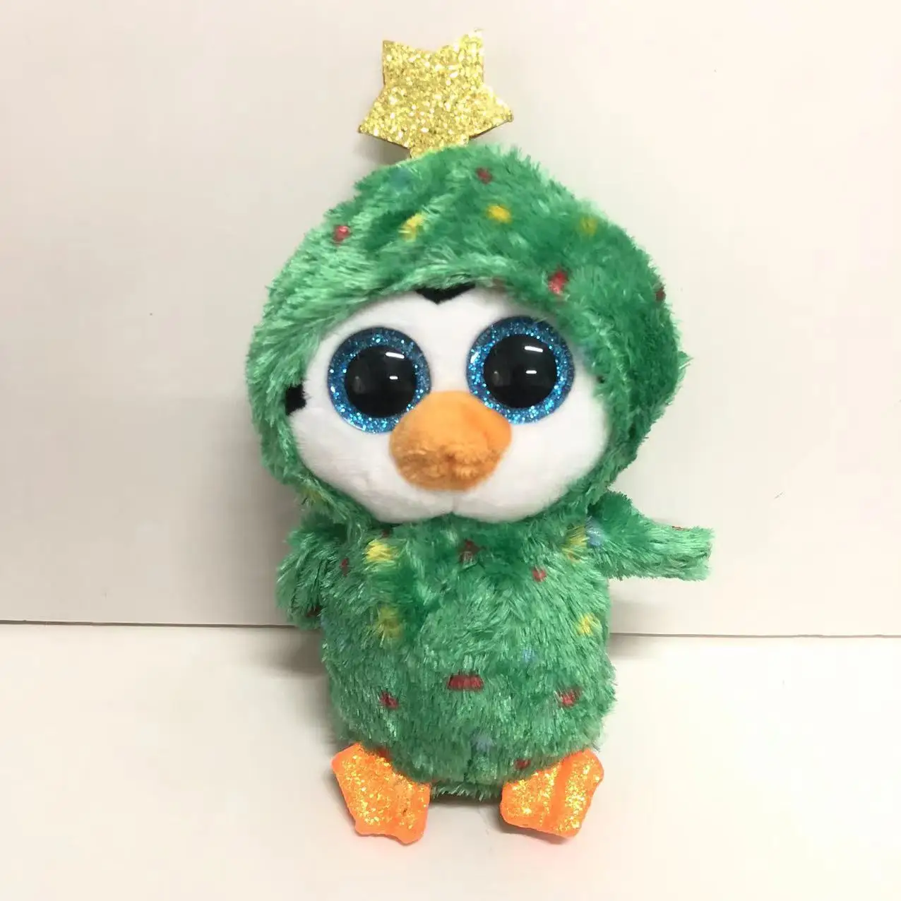 

New Ty Beanie Boos Christmas Green Star Penguin Kawaii Big Eyes Soft Baby Plush Toy Kids Doll Christmas Gift for Kids 15cm