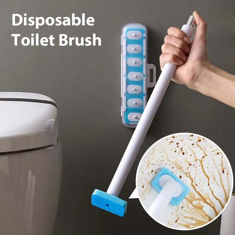 

Сменная Магнитная Щетка для унитаза, прочная одноразовая настенная вращающаяся щетка для унитаза с чистящей жидкостью, щетка для унитаза