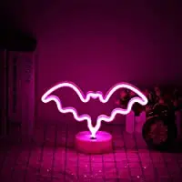 

Halloween Ghost Neon Signs LED Neon Night Light with Base Holder Table Decor for Kids Room Halloween Party Decorations (Pink)