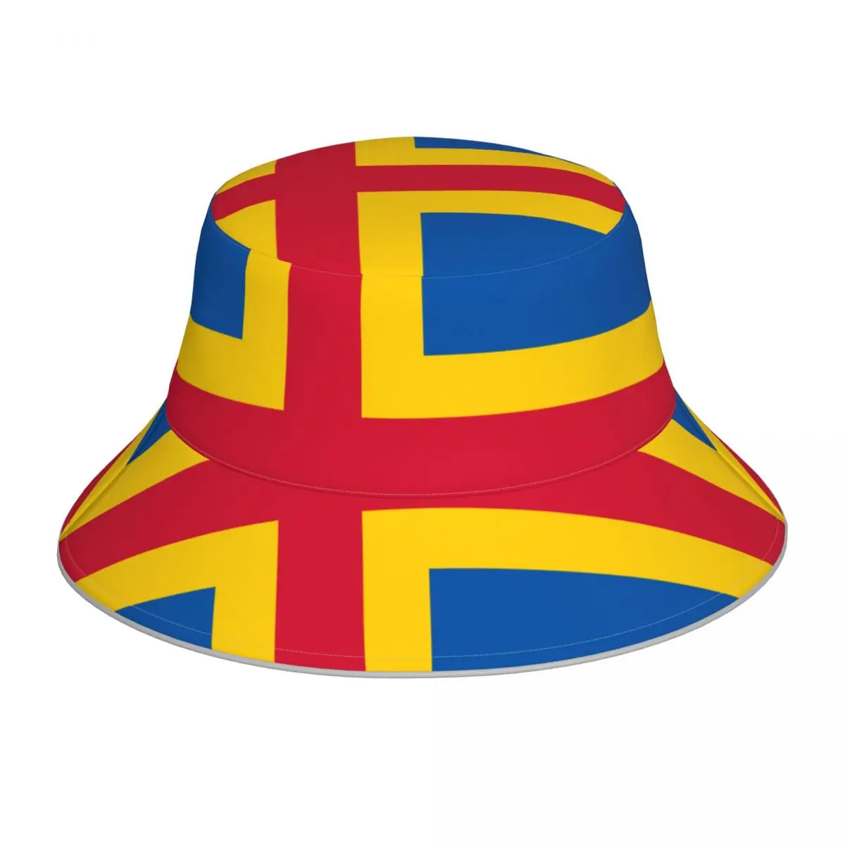 

CINESSD Flag Of Aland Islands Reflective Bucket Hat Summer Hats Fisherman Hat Foldable Women Men Sunscreen Shade Caps