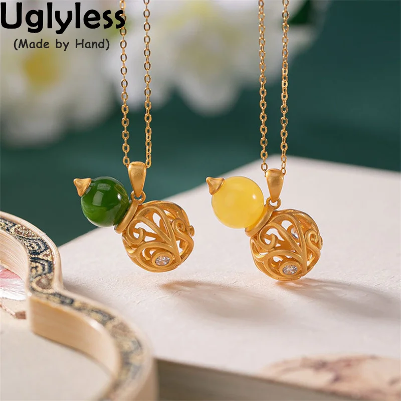 

Uglyless China Chic Gemstones Silver Spliced Gourds Jewelry Sets Women Agate Jasper Amber Earrings Pendants NO Chain 925 Silver