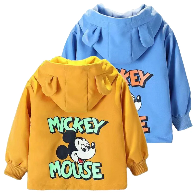 

Mickey Mouse Jackets for Girls Boys Kids Disney Clothes Spring Autumn 1-6Y Cartoon Print Hoodies Pullouver Children Sports Coats