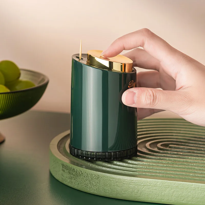 

Toothpick Storage Box Household Table Dust-proof Storage Boxes Automatic Pop-up Toothpick Holder Kitchen Organization Dispenser