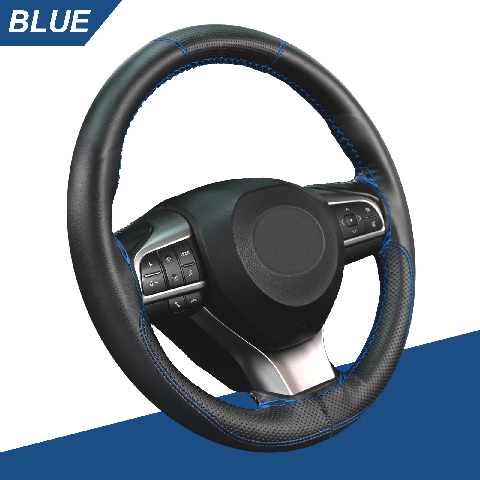 

Черный/красный/синий кожаный чехол на руль автомобиля «сделай сам», защитная игла 38 см, 15 дюймов, наклейка, оригинальные аксессуары, Стайлинг сиденья, силикон