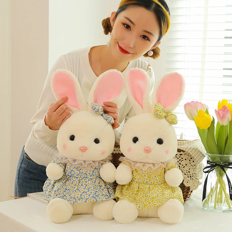 

30/45/55cm lovely Rabbit Dressing Floral Dress Plush Dolls Kawaii Stuffed Baby Appease Pillow Toys Kids Birthday Gifts