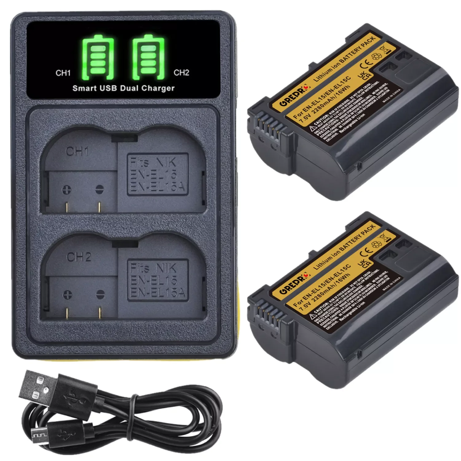 

NEW2023 EN-EL15C EN-EL15B EN-EL15 Battery + Charger with Type-C Port for Nikon Z5 D850 Z6 Z7 D780 D750 D810 D7000 D7500 Z6 ii Ca