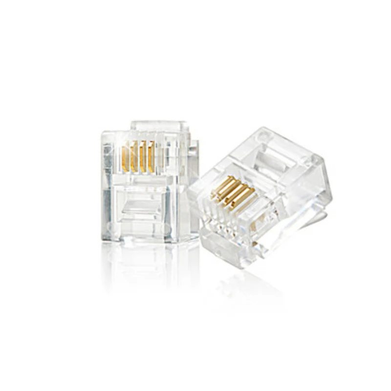 Crystal Head RJ11 6P4C Modular Plug Gold Plated Network Connector Wholesale 100X images - 6
