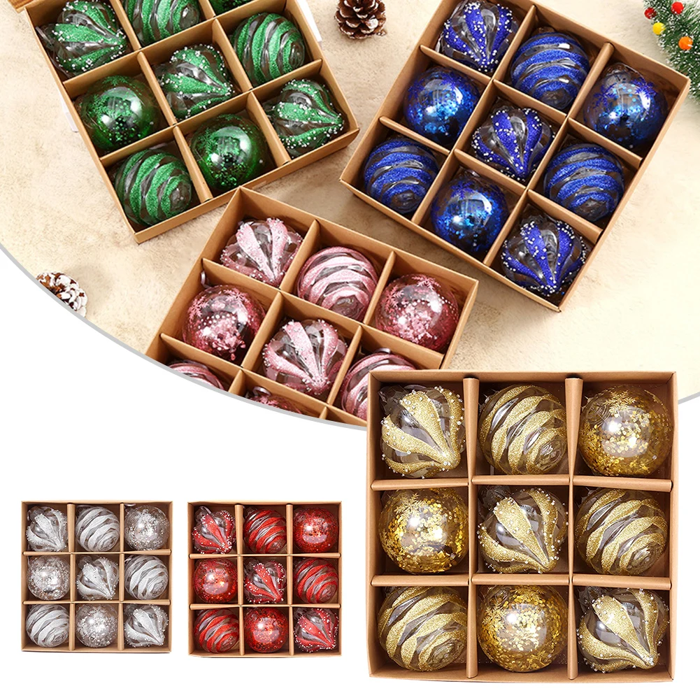 

9PCS/Box 8cm Christmas Ball Ornaments Xmas Tree Hanging Pendant Home Holiday Wedding Party Decorations 2023 New Year Gift
