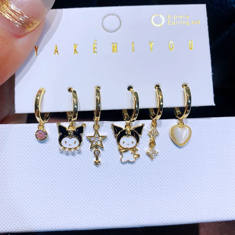 Модный комплект серег Kuromi фигурка Sanrio Melody Kitty металлические серьги-подвески