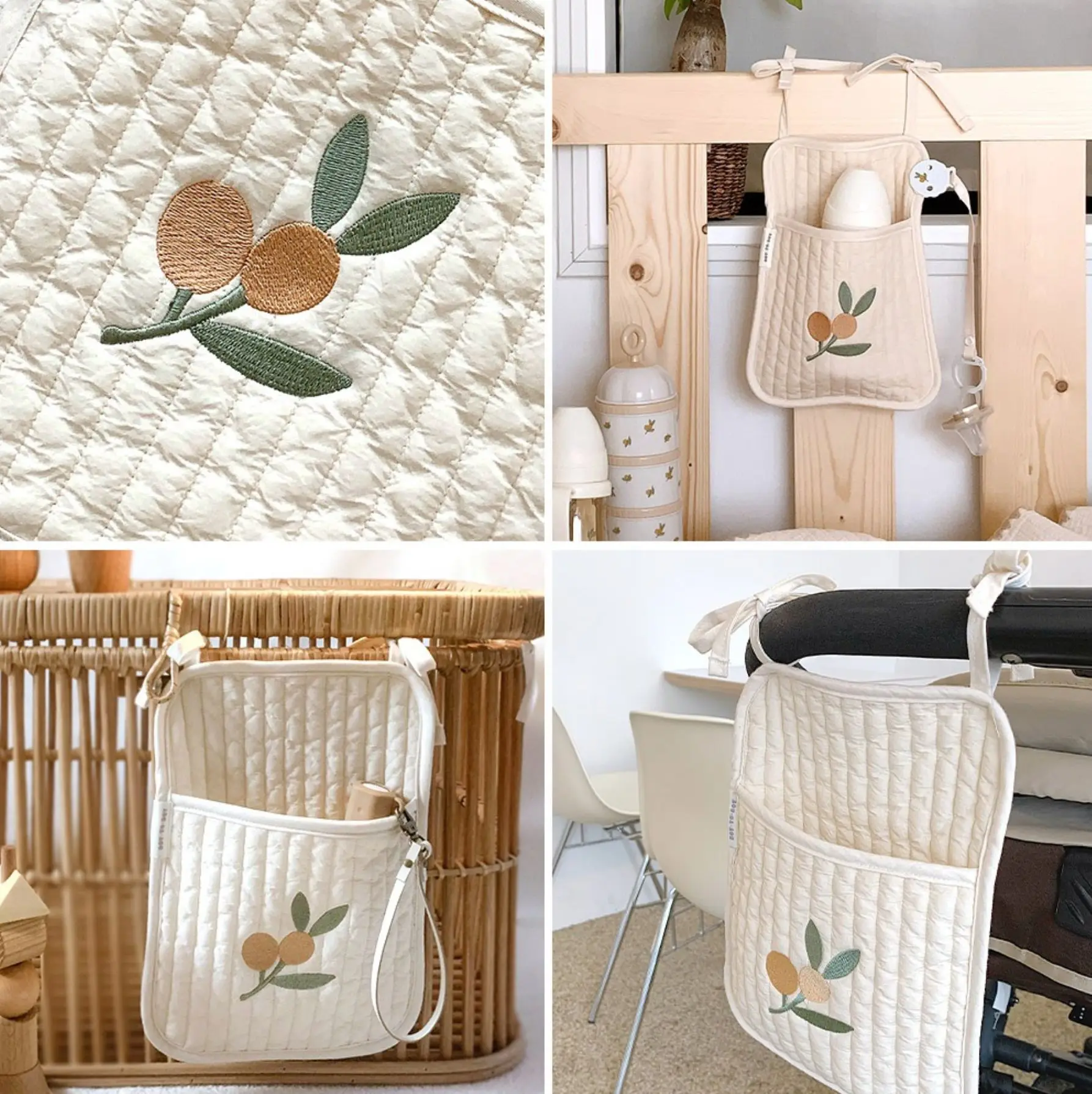 Baby Crib Storage Hanging Bag Baby Bottle Bag Diaper Feeding Hanging Bag Portable Bedside Cotton Fabric Mummy Bags Hot Sale
