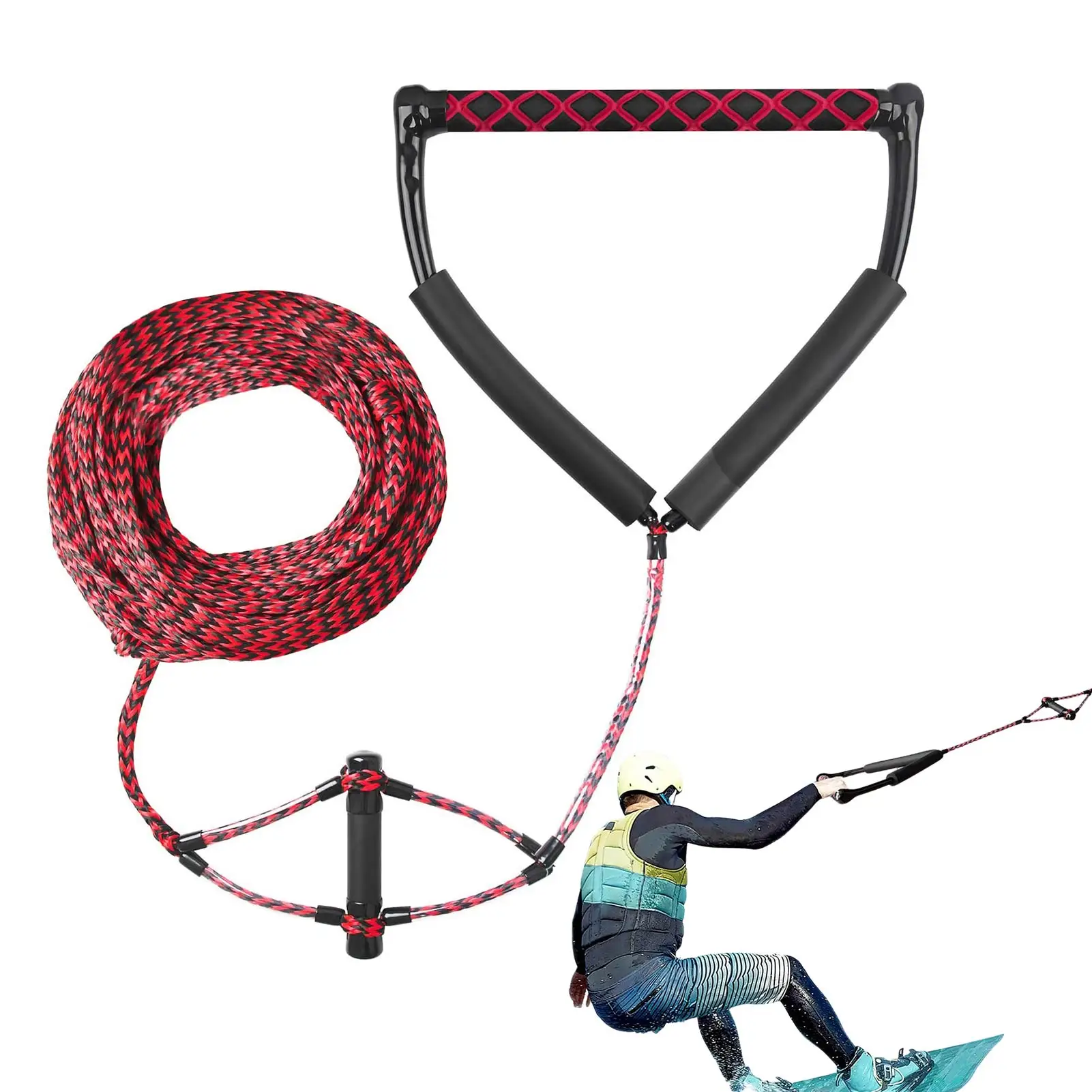 

Water Ski Rope Water Sport Lines Water Ski Rope Waterboard Rope Handle Keep Floating And Long Lasting 4 Section Tow Rope For