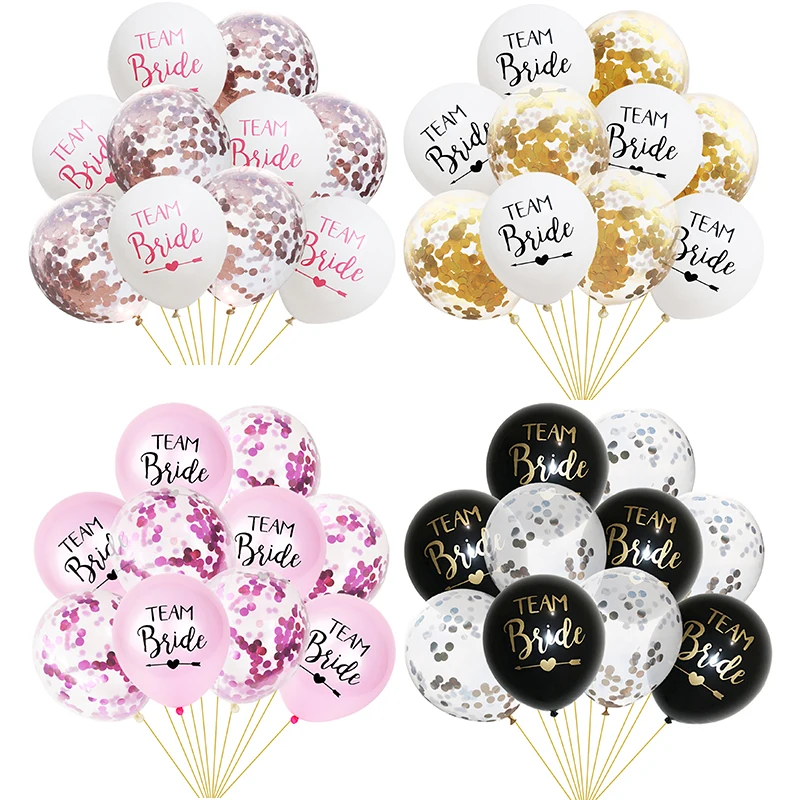 

10pcs Team Bride Balloons Confetti Latex Ballons Wedding Party Decorations Adults Bridal Shower Hen Bachelorette Party Supplies