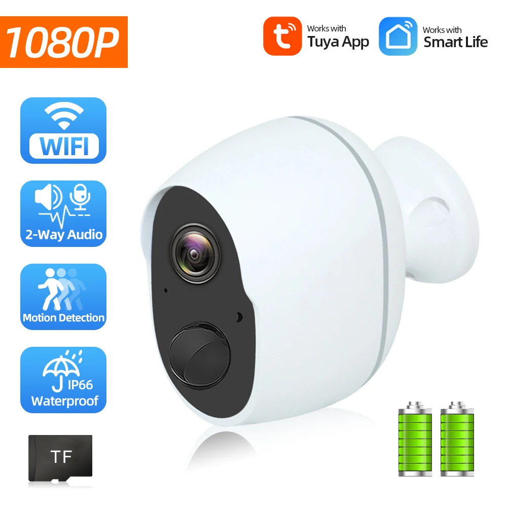 

Tuya Smart Life 1080P Low Power Battery Camera WIFI IP Surveillance Siren Two Way Audio 2MP 6000mAh Rechargeable Battery Cam
